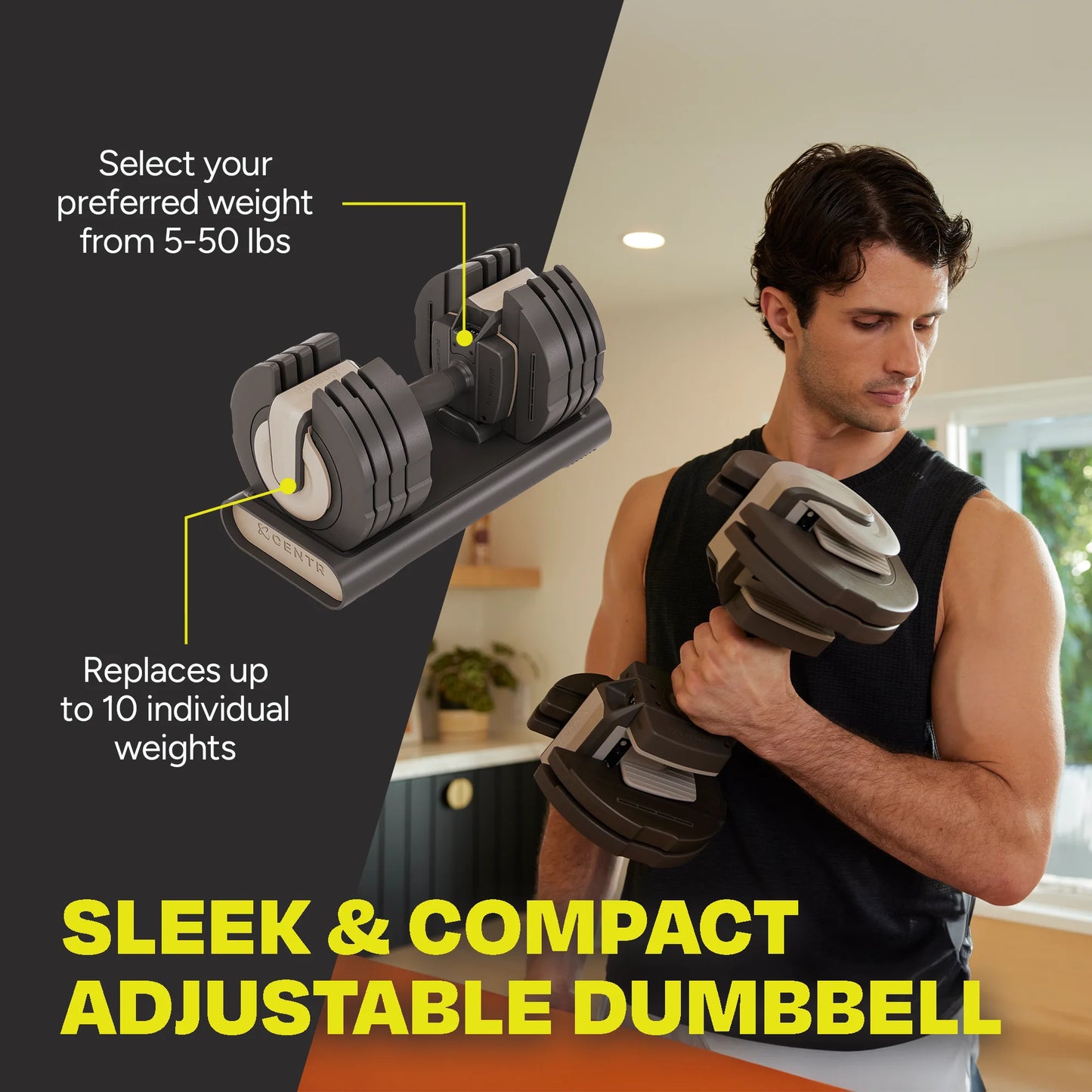 (2 Pack) Smart Stack 50 Adjustable Dumbbell, 5-50 Lbs