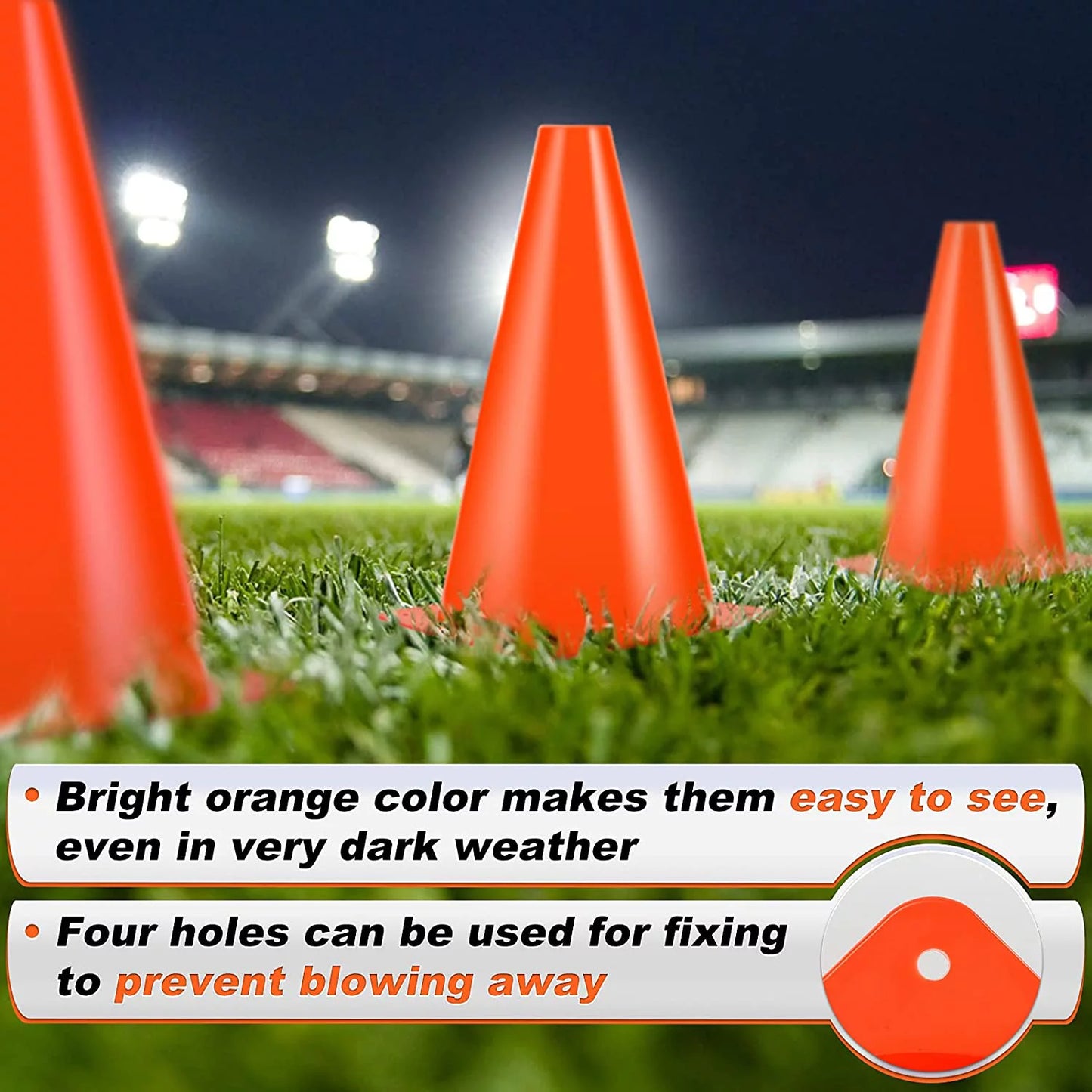 9'' Cones Sports, 24 Pack Soccer Football Basketball Plastic Orange Cone