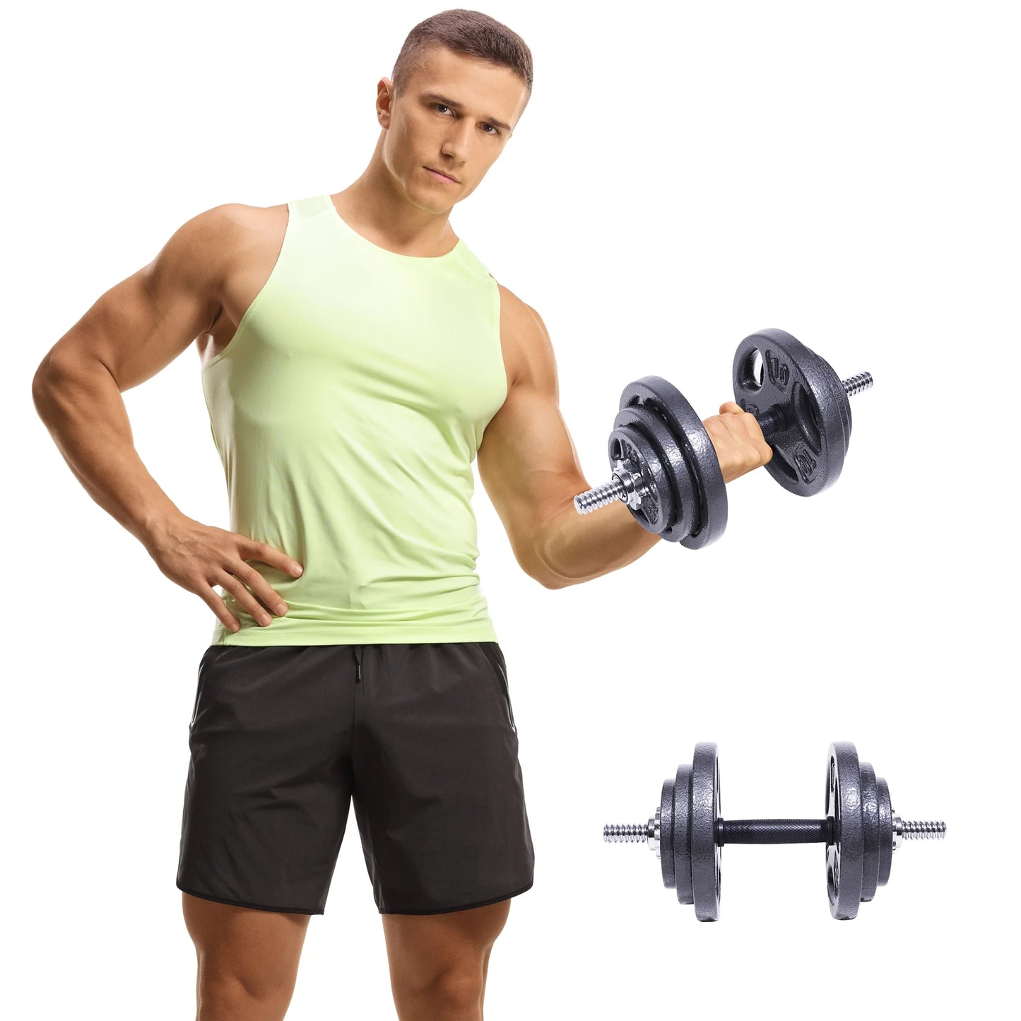 35LB Cast Iron Weight Plate Set with 2 Each of 2.5, 5 and 10LB, Fits Standard Bar