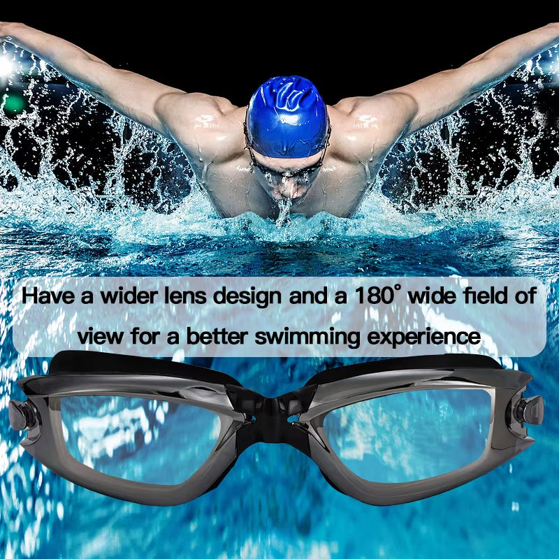Swimming Goggles Adult Myopia Swimming Goggles One-Piece Earplugs Electroplating Anti-Fog High-Definition Swimming Goggles
