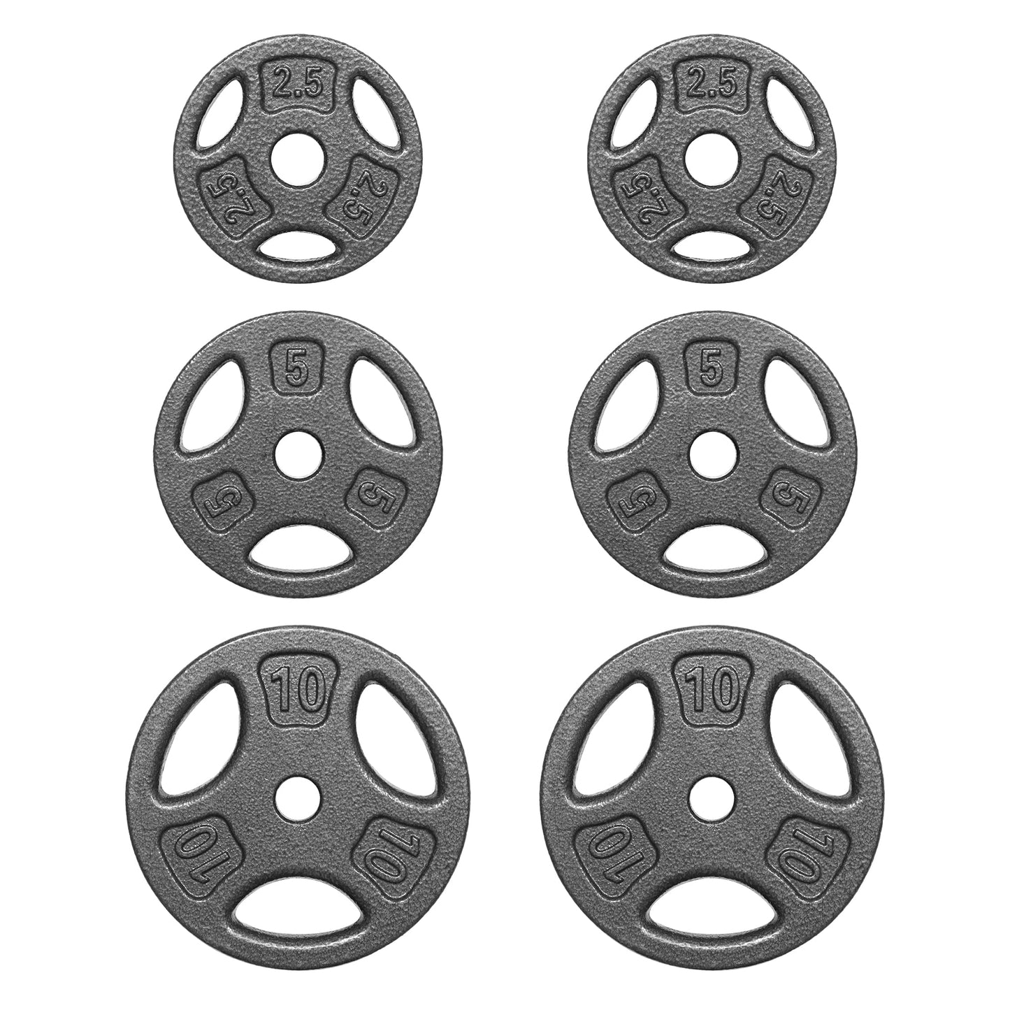 35LB Cast Iron Weight Plate Set with 2 Each of 2.5, 5 and 10LB, Fits Standard Bar