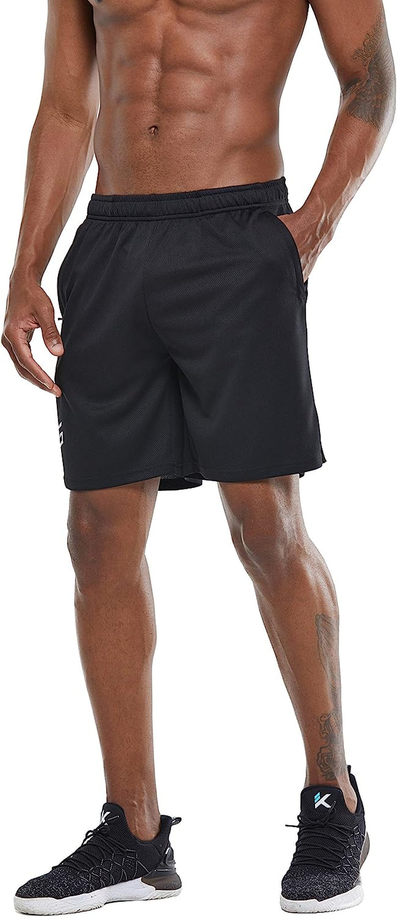 Men'S Workout Running Shorts Quick Dry Lightweight Gym Shorts with Zip Pockets