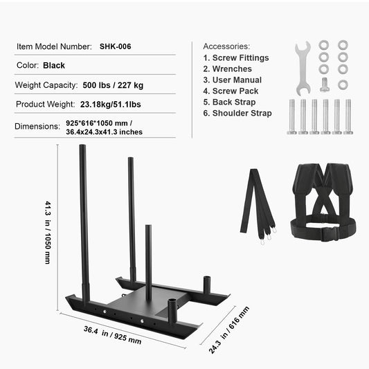VEVOR Weight Training Sled Pull Push Power Sled Fitness Strength Resistance Training Workout Equipment for Athletic Exercise