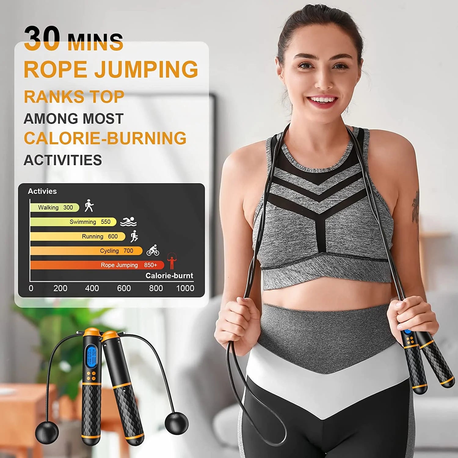 Smart Jump Rope for Men Women Kids,Workout Jump Rope,Cordless Jump Rope with Counter , Adjustable Jump Ropes for Home Gym