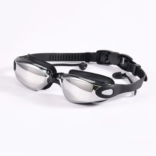 Swimming Goggles Adult Myopia Swimming Goggles One-Piece Earplugs Electroplating Anti-Fog High-Definition Swimming Goggles