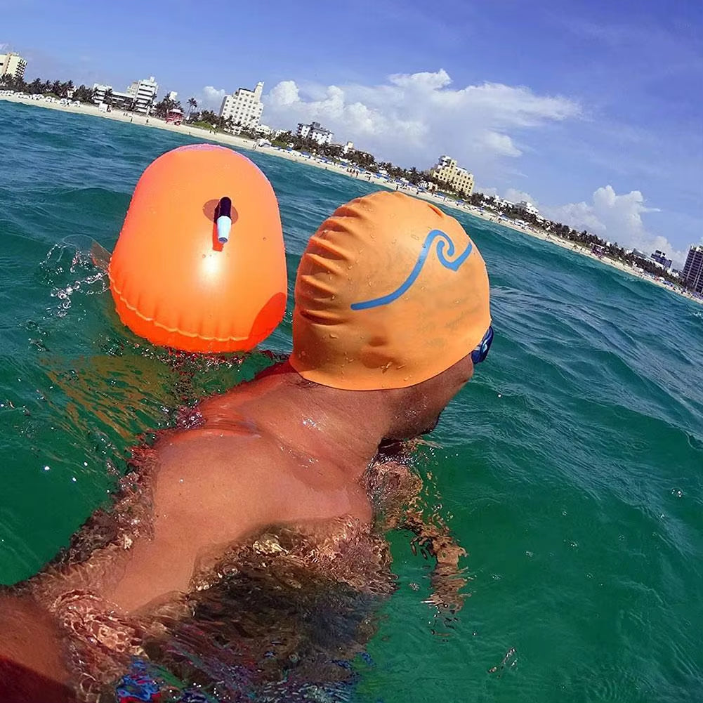 1Pcs PVC Swimming Buoy Safety Buoy Traction Buoy Swimming Inflatable Float Bag Outdoor Swimming Supplies