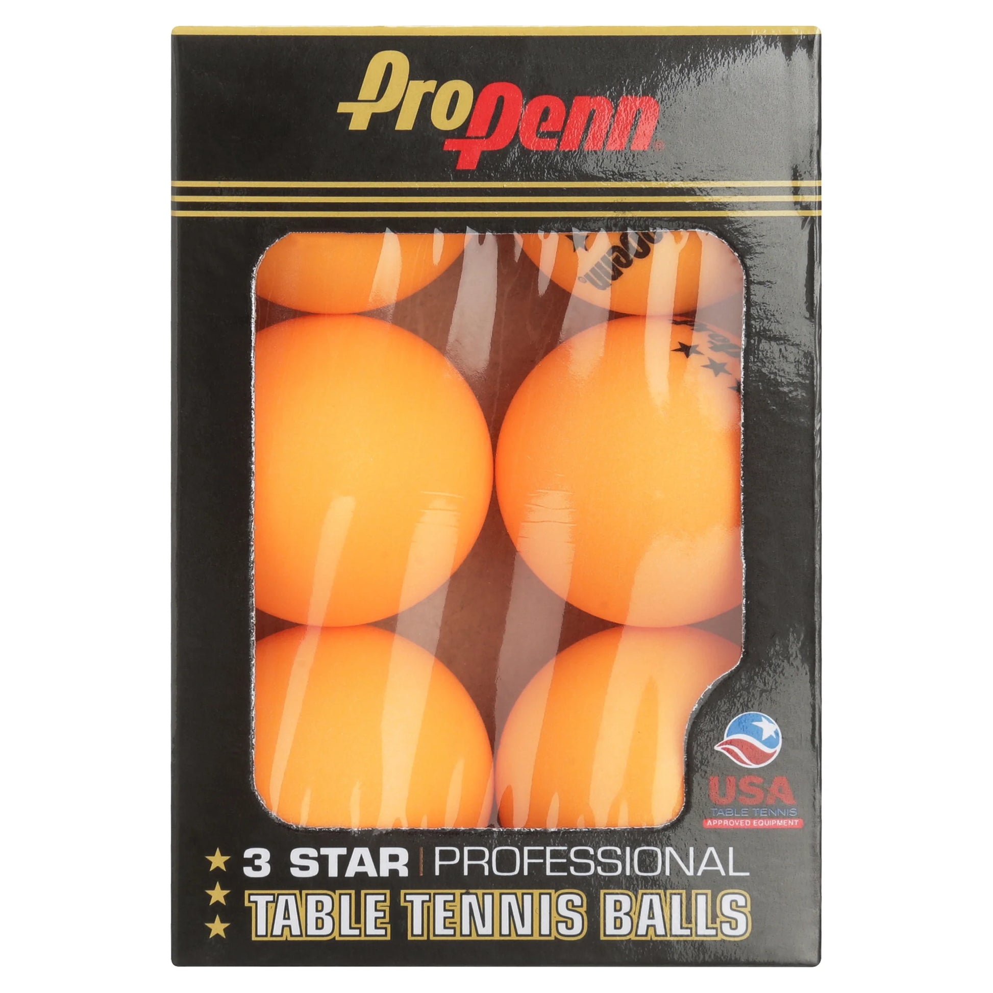 Pro Tournament 3-Star Table Tennis Balls, 40 Mm, Orange, 6 Count