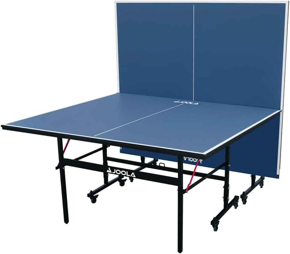 inside Professional MDF Indoor Ping Pong Table with Quick Clamp Table Tennis Net and Post Set - 10 Minute Easy Assembly - Tournament Quality - Foldable with Single Player Playback Mode