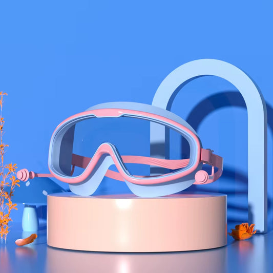 Swimming Glasses Waterproof Anti-Fog HD Transparent Earplugs Kids Swimming Goggles Large Framepool Eyewear Swimming Accessories