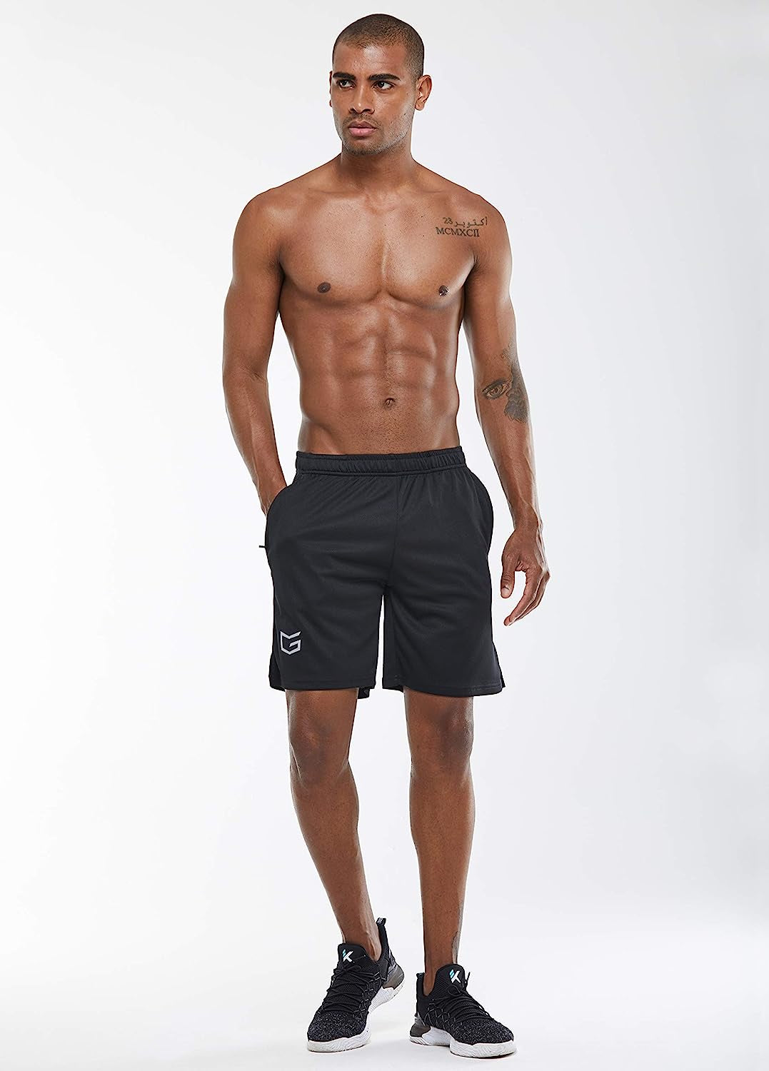 Men'S Workout Running Shorts Quick Dry Lightweight Gym Shorts with Zip Pockets