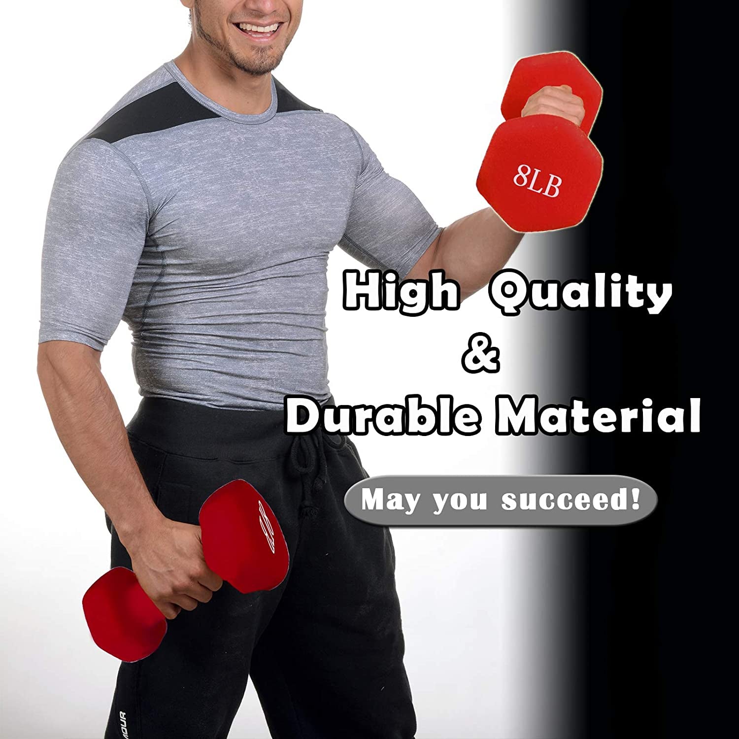 Dumbbells Set of 2 Exact Weights 15Lb/10Lb/8Lb/5Lb/3Lb/2Lb Neoprene Coated Dumbbell Sets, Matte Non-Slip Surface Hex Shape Colorful Exercise & Fitness Dumbbells