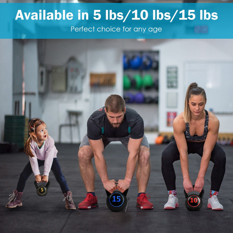 3 Pieces 5 10 15Lbs Kettlebell Weight Set