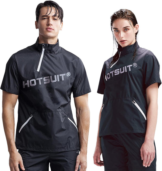 Sauna Suit for Men Women Workout Couple Sweat Jacket Short Sleeves Sauna Top Gym Fitness Sauna Shirts