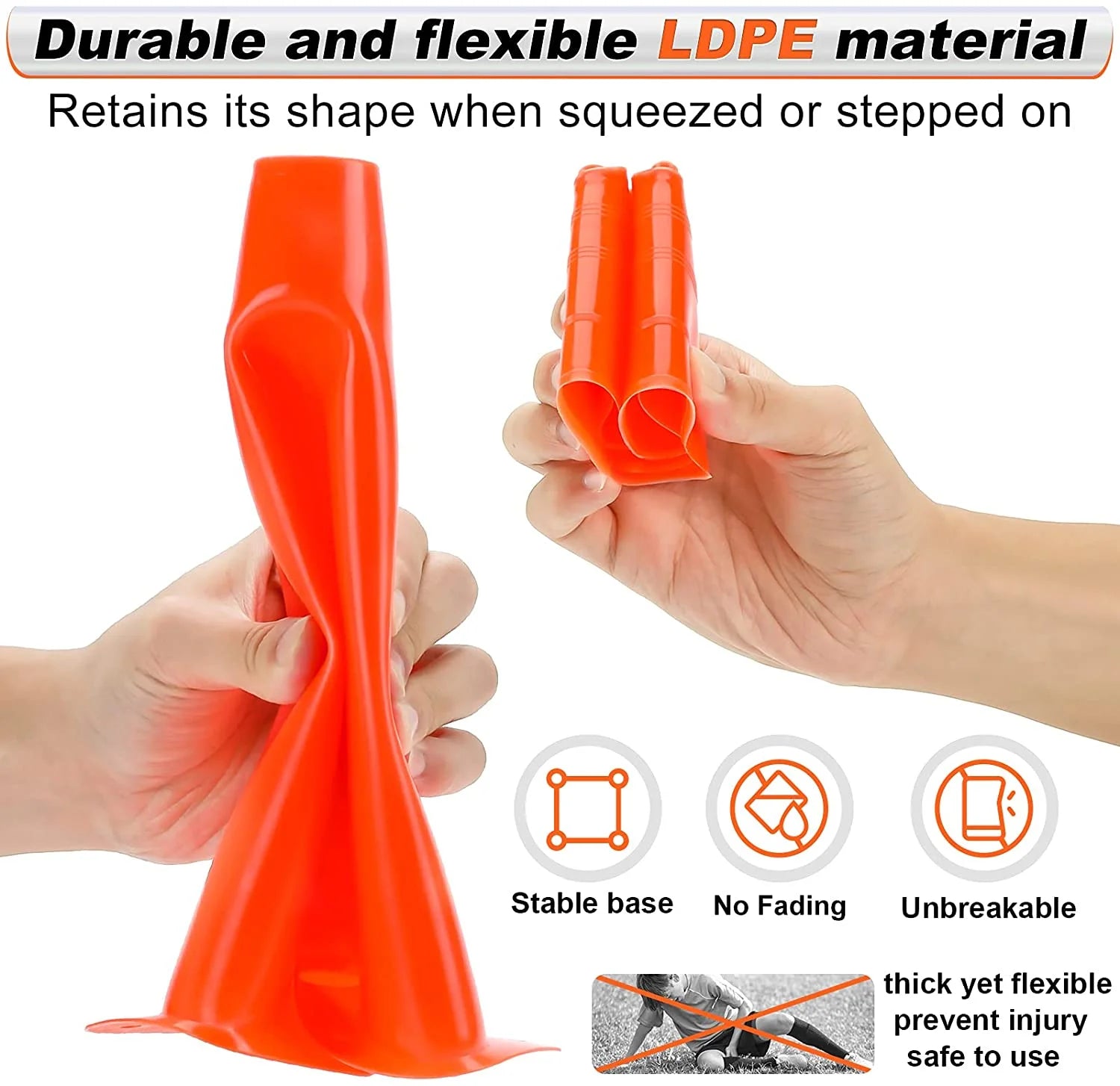 9'' Cones Sports, 24 Pack Soccer Football Basketball Plastic Orange Cone
