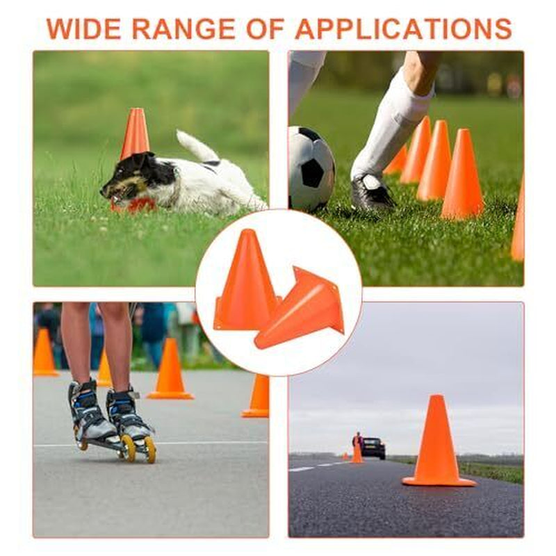 40 Pack Plastic Traffic Cone 7 Inch Small Orange Cones for Sports Soccer Cones