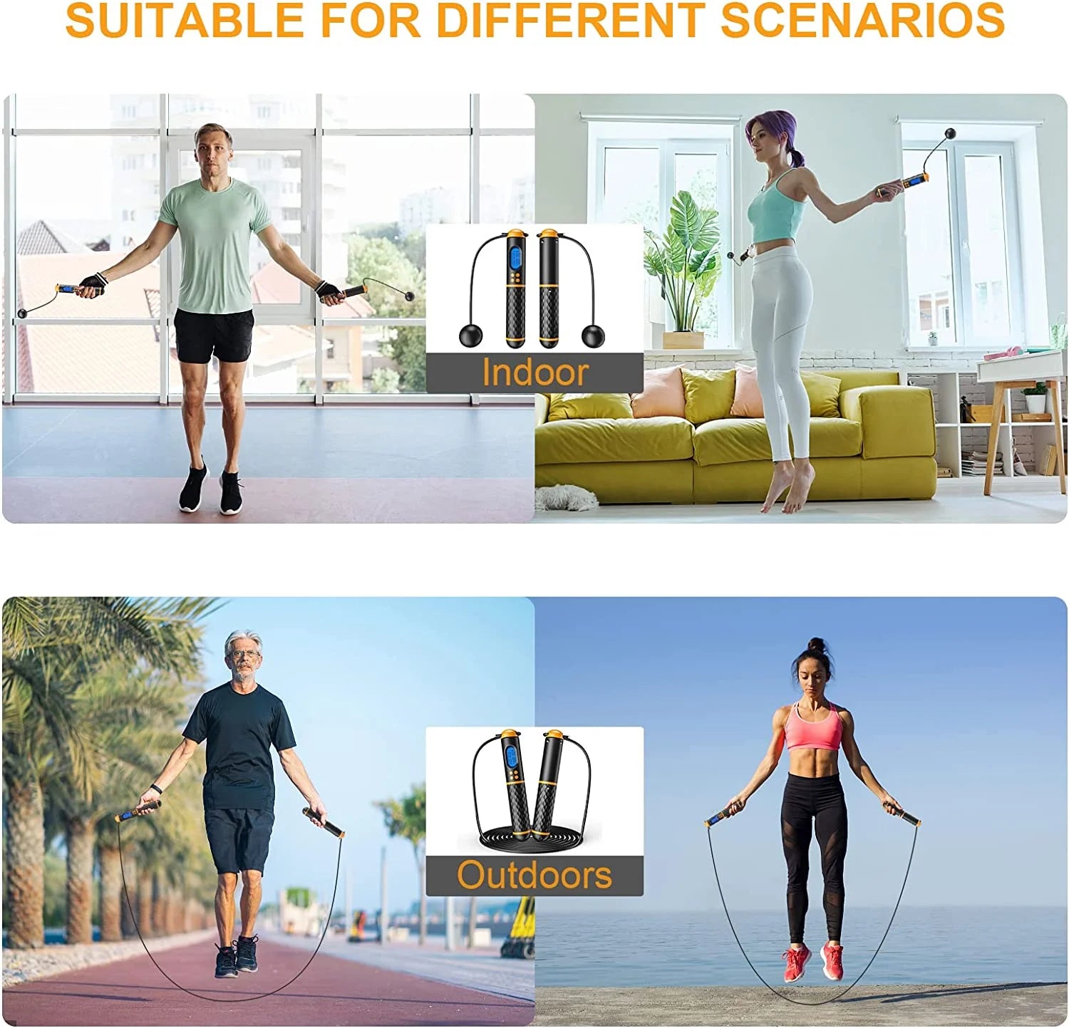 Smart Jump Rope for Men Women Kids,Workout Jump Rope,Cordless Jump Rope with Counter , Adjustable Jump Ropes for Home Gym