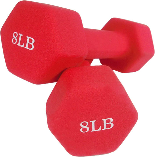 Dumbbells Set of 2 Exact Weights 15Lb/10Lb/8Lb/5Lb/3Lb/2Lb Neoprene Coated Dumbbell Sets, Matte Non-Slip Surface Hex Shape Colorful Exercise & Fitness Dumbbells
