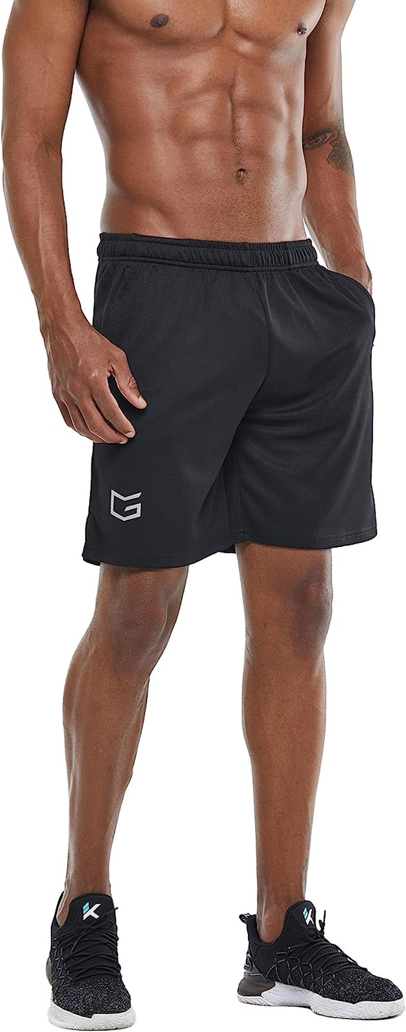 Men'S Workout Running Shorts Quick Dry Lightweight Gym Shorts with Zip Pockets