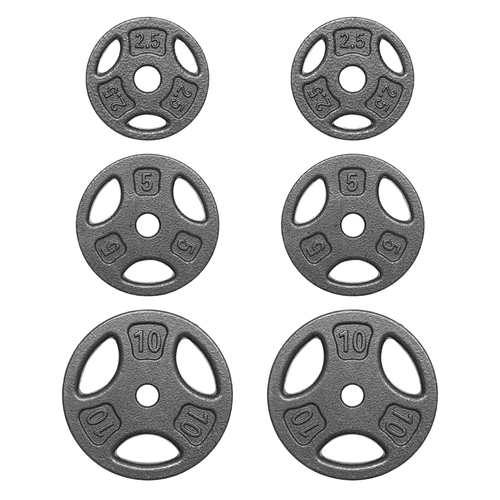 35LB Cast Iron Weight Plate Set with 2 Each of 2.5, 5 and 10LB, Fits Standard Bar