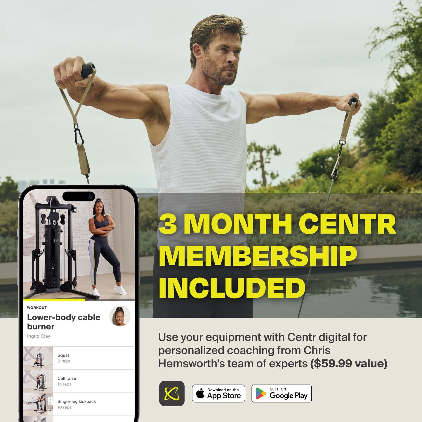 by Chris Hemsworth  1 Home Gym Functional Trainer for Total Body Strength Training with 3-Month  Membership