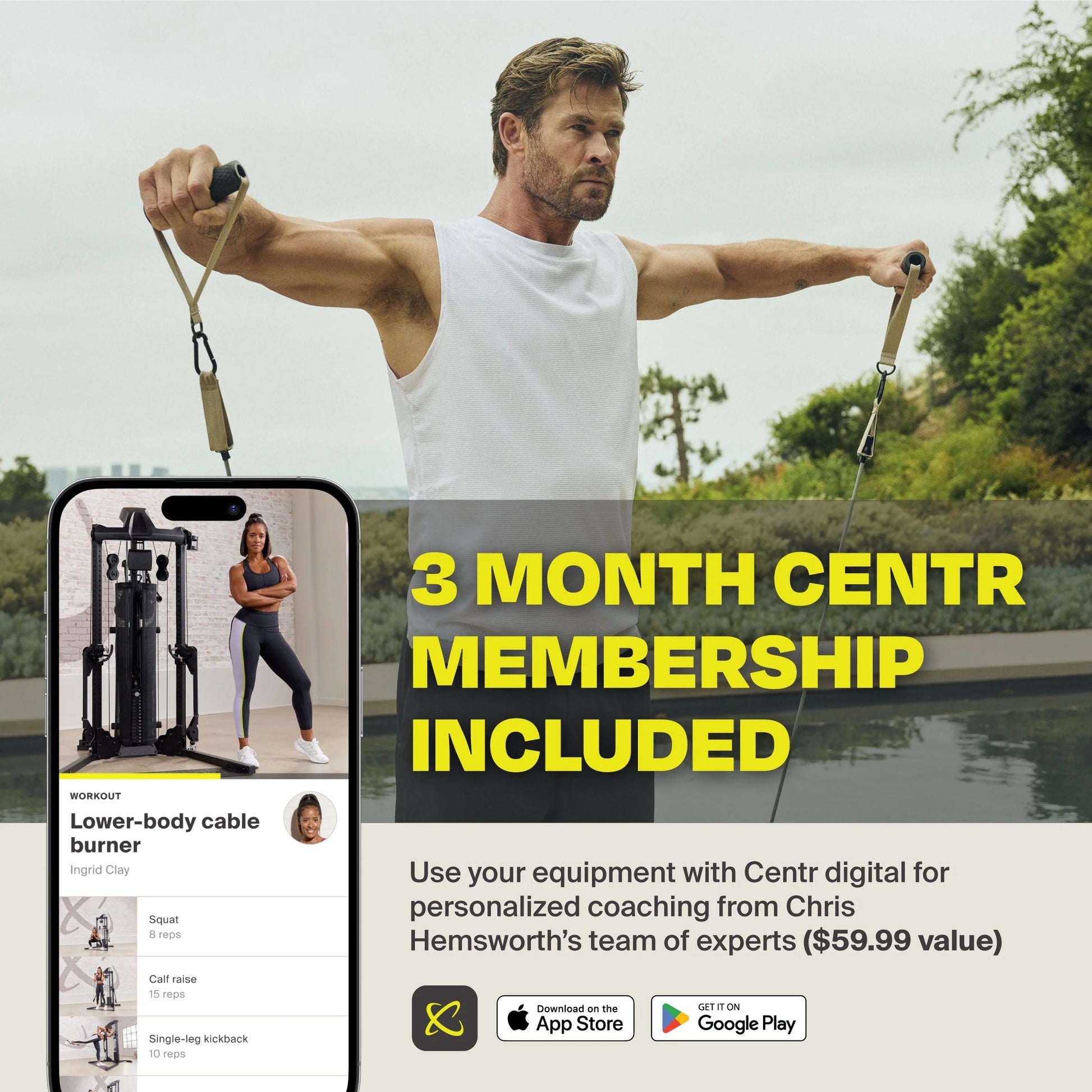by Chris Hemsworth  1 Home Gym Functional Trainer for Total Body Strength Training with 3-Month  Membership