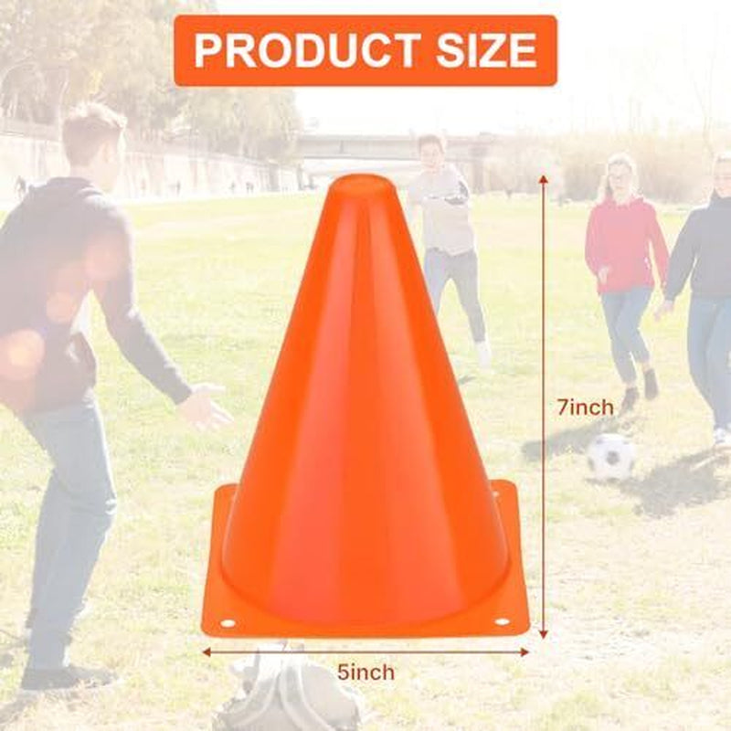 40 Pack Plastic Traffic Cone 7 Inch Small Orange Cones for Sports Soccer Cones